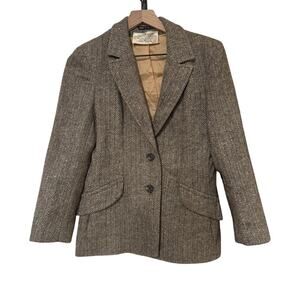 Vintage Jimmy Hourihan Herringbone Wool Coat Womens